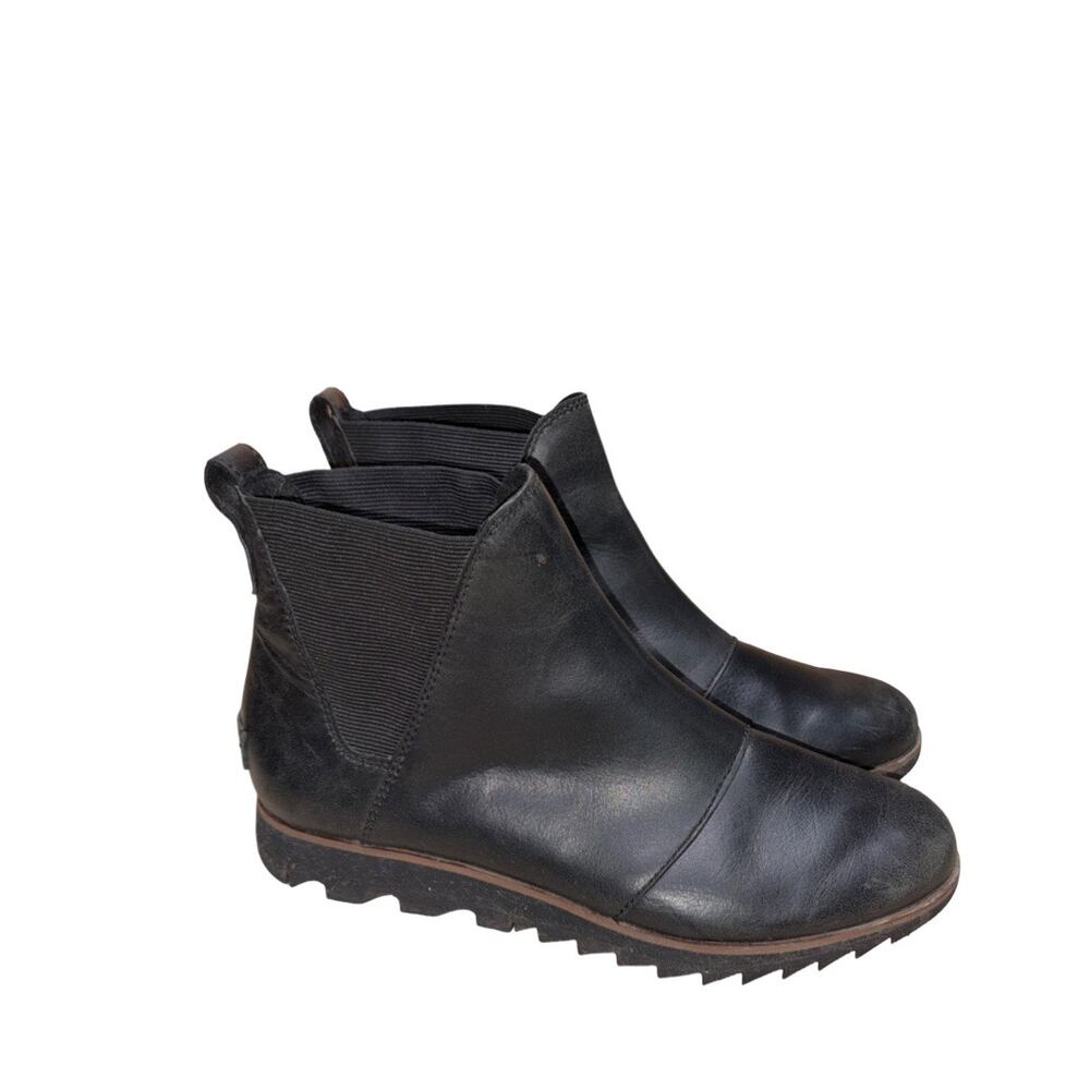 Sorel HARLOW Black Leather Chelsea Ankle Boots Size: US 7.5